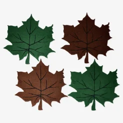 Leaf-Shaped Felt Placemats - 4 pcs