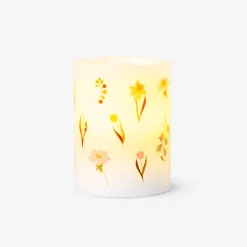 LED pillar candle with flower print - 10 cm