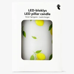 LED pillar candle with lemon print - 10 cm