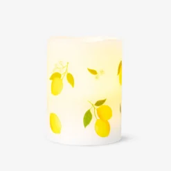 LED pillar candle with lemon print - 10 cm