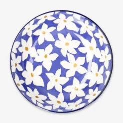 Low ceramic bowl with floral design - 14 cm