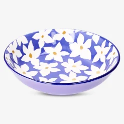Low ceramic bowl with floral design - 14 cm