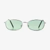 Metal sunglasses with green glass