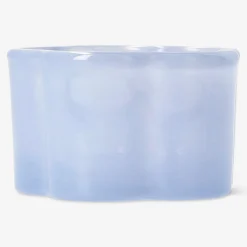 Milky blue glass tealight holder