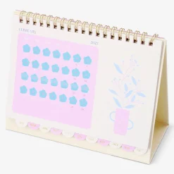 Monthly floral desk calendar with stickers 2027