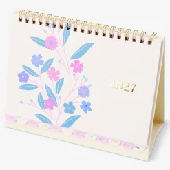 Monthly floral desk calendar with stickers 2027