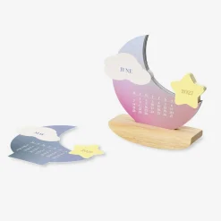 Monthly moon calendar with wood stand for desk 2026-2027