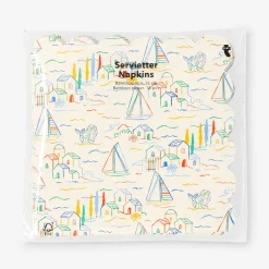 Napkins with scalloped edge and summerhouse print - 16 pcs