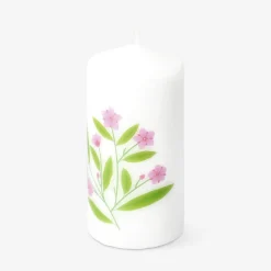 Pillar candle with flower - 14 cm