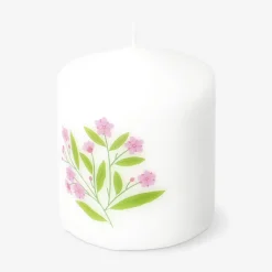 Pillar candle with flower - 8 cm
