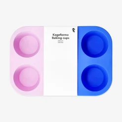 Pink and blue silicone muffin tray