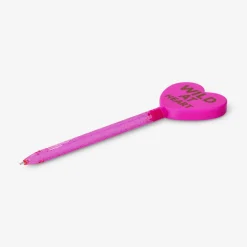 Pink ballpoint pen with heart mirror
