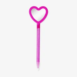 Pink ballpoint pen with heart mirror
