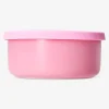 Pink ceramic food container with silicone lid - 17 cm