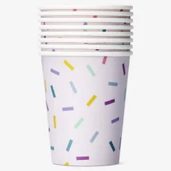 Pink confetti paper cups - 8 pcs