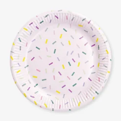 Pink confetti paper plates - 8 pcs