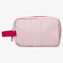 Pink cosmetic bag with strap