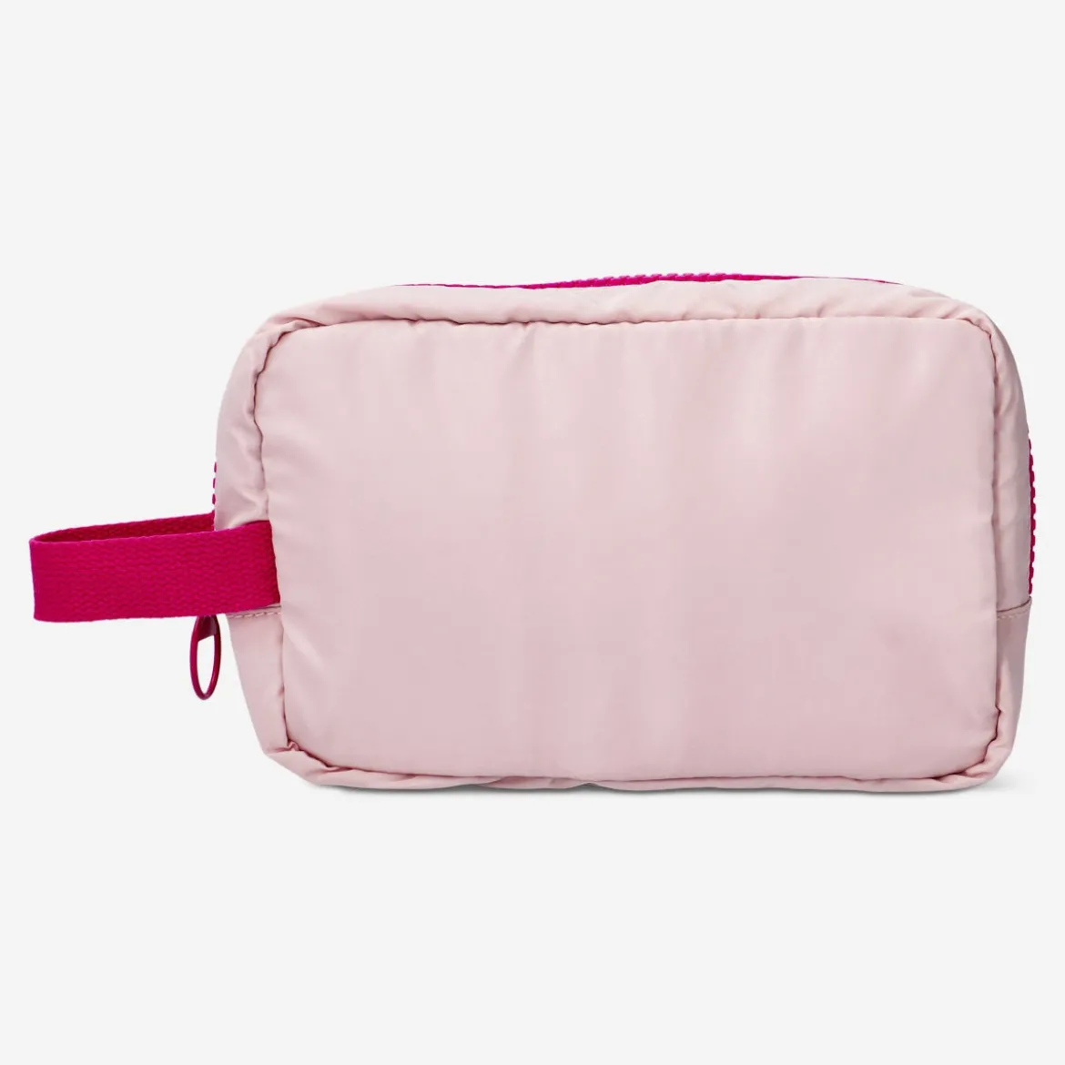 Pink cosmetic bag with strap