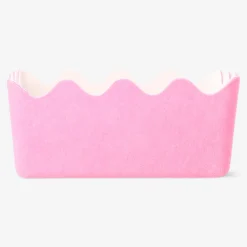 Pink felt storage basket with scalloped edges - 15x20 cm