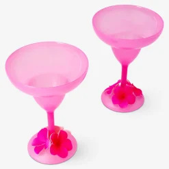 Pink margarita glasses with flower decoration - 2 pcs