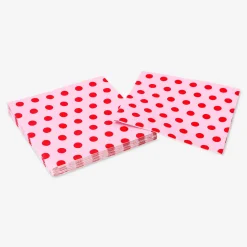 Pink napkins with red dots - 16 pcs