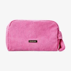 Pink velvet cosmetic bag - 23 cm