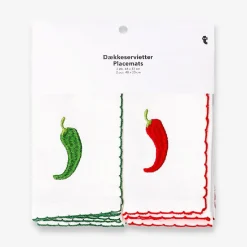 Placemats with embroidered chillies - 2 pcs