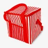 Red and white striped cooler bag