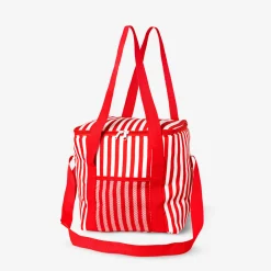 Red and white striped cooler bag