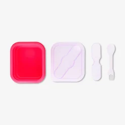 Red collapsible lunchbox with spork - 600 ml