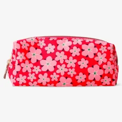 Red pencil case with flowers