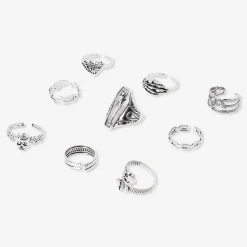 Set of adjustable rings - Gothic designs - 9 pcs