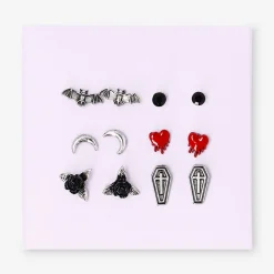 Set of stud earrings - Gothic designs - 6 pcs