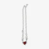 Silver necklace with red heart