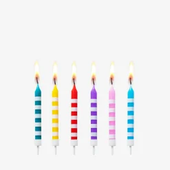 Striped cake candles. 12 pcs