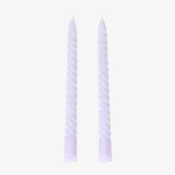 Twisted purple dinner candles - 4 pcs