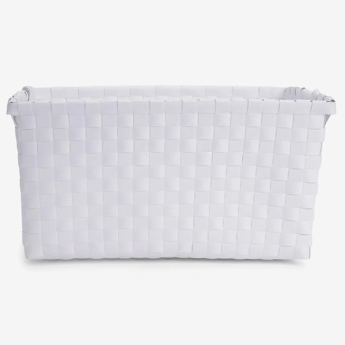 White Storage Basket in Braided Plastic