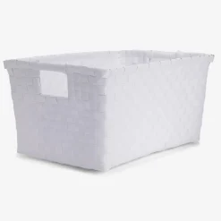 White Storage Basket in Braided Plastic