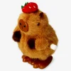 Wind up capybara with strawberry hat