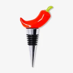 Wine stopper with chilli decoration