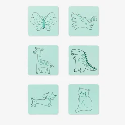 Wooden drawing stencils with animal designs - 6 pcs