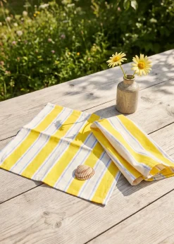 Yellow striped fabric napkins - 2 pcs
